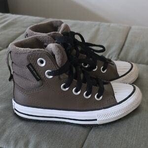 Brown High-Top Kids Sneakers